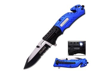 Image of TAC Force Folding Blade, 3.25in, Stainless Steel Blade, Blue And Black Aluminum Handle TF-835PD