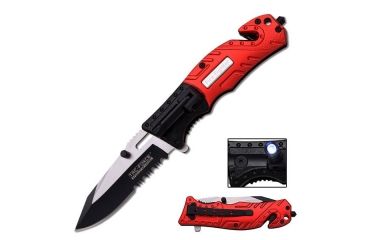 Image of TAC Force Folding Blade, 3.25in, Stainless Steel Blade, Red Black Aluminum Handle TF-835FD