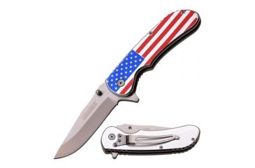 Image of TAC Force Folding Blade, 3.5in, Stainless Steel Blade, Aluminum With America Flag On Handle TF-902SF