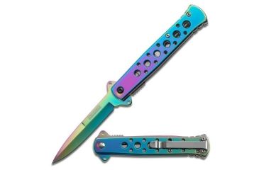 Image of TAC Force Folding Blade, 3in, Stainless Steel Blade, Rainbow Titanium Coated Stainless Steel Handle TF-698RB