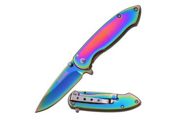 Image of TAC Force Folding Blade, 3in, Stainless Steel Blade, Rainbow Titanium Coated Stainless Steel Handle TF-862RB