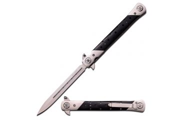 Image of TAC Force Folding Blade, 5.5in, Stainless Steel Blade, Black Wood Inlay Stainless Steel Handle TF-854