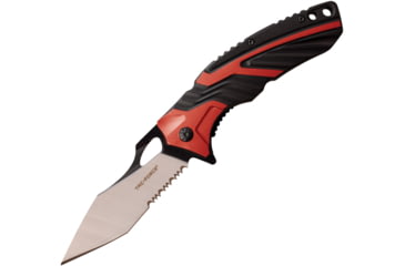 Image of TAC Force Linerlock A/O Red Folding Knife, 3.5 two-tone finish partially serrated 3Cr13 stai, Black and red aluminum handle, TF-1029BRD