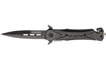 Image of Tac Force Rescue Lock Fold Lock 4 5/8in., black SS A/O Dagger, Black handles w/ black overlay. TF719BK