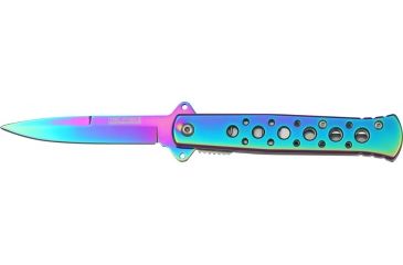 Image of Tac Force Stiletto A/O Fold Knife, spectrum SS A/O stilettoblade, Spectrum Alum. handles w/ machined hole CO TF698RB
