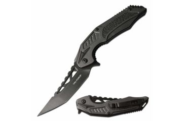 Image of TAC Force TF-1003GY Spring Assisted Knife, 3.6in, 3CR13 Stainless Steel, Tanto, Black Blade, Aluminum Handle, Gray/Black, TF-1003GY