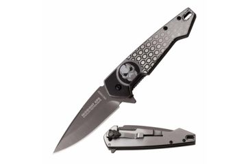 Image of TAC Force TF-951GY Spring Assisted Knife, 3.25in, 3CR13 Stainless Steel, Drop Point, Gray Blade, Stainless Steel Handle, Gray, TF-951GY