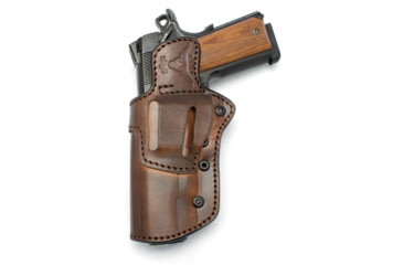 Image of Texas 1836 Leather OWB Holster, Most 1911's - 4in, Ambidextrous, Dark Brown, TX-LOCK-R-OWB-212