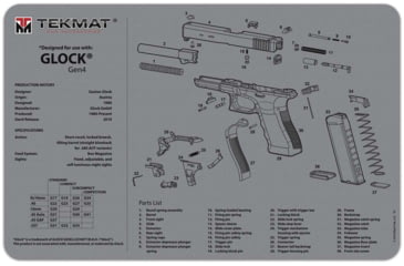 Image of Tekmat Armorers Bench Mat 11x17 Glock Generation 4, TEKTEKR17GLOCKG4GY
