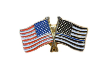 Image of Thin Blue Line American Flag and American Flag Pin