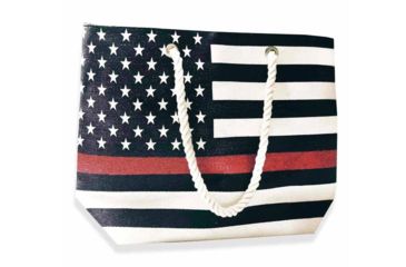 Image of Thin Blue Line Canvas Tote Bag, Thin Red Line American Flag - BAG-CANVAS-TRL