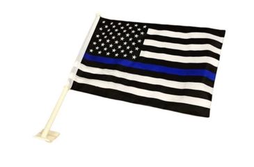 Image of Thin Blue Line Car Flag - American Flag, Thin Blue Line - BLUE-AMERICAN-CAR