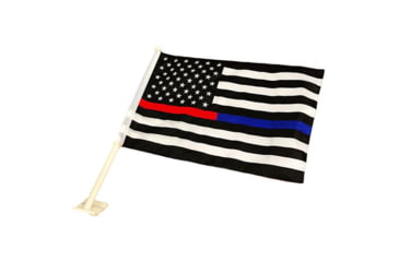 Image of Thin Blue Line Car Flag - &amp; Thin Red Line Dual American Flag - RED-BLUE-AMERICAN-CAR