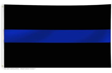 Image of Thin Blue Line Flag With Grommets, 3 X 5 Ft, Thin Blue Line - BLACK-BLUE-3X5