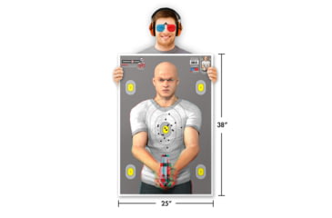 Image of Thompson Target 3D Bad Guy Life-Size 25x38in 3D Paper Targets W/3D Glasses, 10 Pack, Grey, 2XL, 3001-10