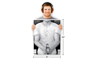Image of Thompson Target Center-Mass Life-Size Defense Training 19x25in Economy Paper Targets, 20 Pack, Black, Extra Large, 2702-20