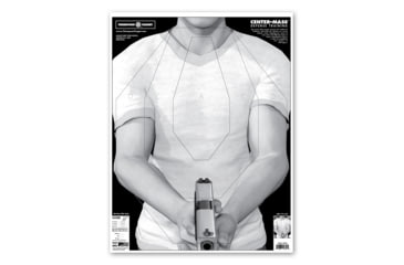 Image of Thompson Target Center-Mass Life-Size Defense Training 19x25in Economy Paper Targets, 20 Pack, Black, Extra Large, 2702-20