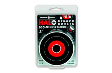 Image of Thompson Target HALO Stick-Um-Up 3in Adhesive Reactive Targets In Re-Close Container, 100 Pack, Black/Red, Extra Small, 6260-100