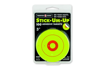 Image of Thompson Target Stick-Um-Up 3in Adhesive Targets In Re-Close Container, 100 Pack, Green, Extra Small, 6220-100