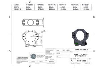 Image of Tier One 17mm Dovetail Rings, Black, 30mm High, T117D30H