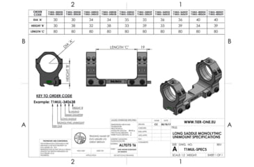 Image of Tier One Monomount Long Saddle - 40mm High - 6MIL, Black, T1MUL400639