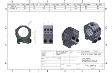 Image of Tier One Tactical Rings - 35mm High, Black, T1TAC35H