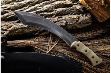Image of TOPS Knives A-Klub Fixed Blade Knife, 12.38in, 1095 RC 56-58 Steel, Green Canvas Micarta Handle, AKLB-02