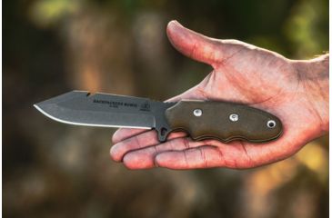 Image of Tops Knives Backpacker's Bowie Fixed Blade Knife,4.5in,1095 RC 56-58 Steel,Tumble Blade,Green Canvas Micarta Handle, BPB-01