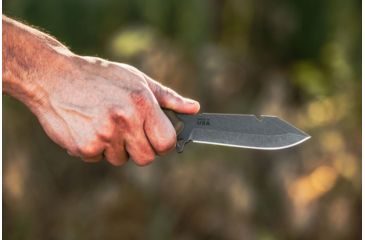 Image of Tops Knives Backpacker's Bowie Fixed Blade Knife,4.5in,1095 RC 56-58 Steel,Tumble Blade,Green Canvas Micarta Handle, BPB-01