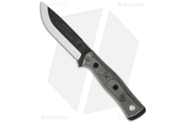 Image of TOPS Knives BOB Brothers of Bushcraft Fieldcraft Fixed Blade Knife, 4.625in, 1095, Drop Point Blade, Micarta Gray Handle, Black/Gray, 9.875in, BHQ-17690
