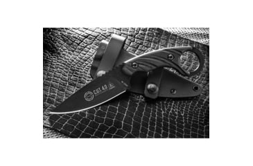 Image of TOPS Knives CUT Combat Utility Tool Knife, 8.5in Overall, 4.25in Black Traction Coated 1095Hc Steel Drop Point, Black Canvas Micarta Handle, Dragonfly Tread Handle, Black Kydex Sheath, CUT-40-A