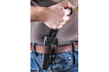 Image of TOPS Knives CUT Combat Utility Tool Knife, 8.5in Overall, 4.25in Black Traction Coated 1095Hc Steel Drop Point, Black Canvas Micarta Handle, Dragonfly Tread Handle, Black Kydex Sheath, CUT-40-A