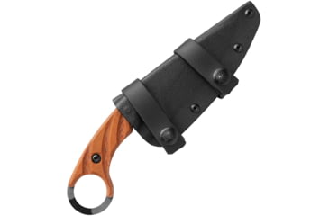 Image of TOPS Knives CUT Combat Utility Tool Knife, 8.5in Overall, 4.25in Camo 1095Hc Steel Blade, Tan Canvas Micarta Handle, Finger Ring, Dragonfly Tread Handle, Black Kydex Sheath, CUT-40-CAMO