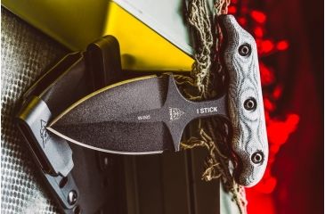 Image of Tops Knives I Stick Fixed Blade Knife,3.50in Black 1075 RC 56-58 Steel,Black Canvas Micarta Handle, Black ISTK-01