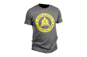 Image of Tops Knives One Life Logo Cotton/Polyester Tee, Charcoal Heather, 2XL, TS-1LCHA-2XL