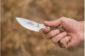 Image of Tops Knives Scandi Woodsman Fixed Blade Knife, Green, 3.5in, SWOOD-3.5