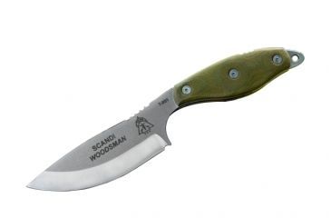 Image of Tops Knives Scandi Woodsman Fixed Blade Knife, Green, 3.5in, SWOOD-3.5