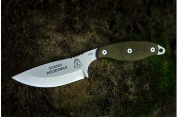 Image of Tops Knives Scandi Woodsman Fixed Blade Knife, Green, 3.5in, SWOOD-3.5