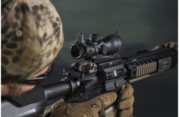 Image of Trijicon ACOG 4x32 Red Dot Scope w/ Center Illuminated Amber Crosshair, .308 Ballistic Reticle, TA51 Mount, Backup Iron Sights &amp; Dust Cover TA01NSN-308