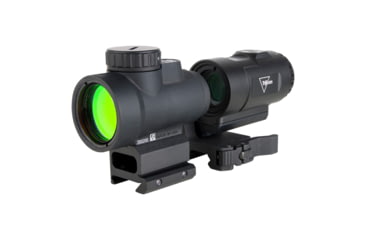 Image of Trijicon MRO SD Patrol 1x25mm Reflex Red Dot Sight, 2.0 MOA Adjustable Red Dot, with Full Co-Witness Quick Release Q-LOC Mount, 3x Magnifier with Quick Release Flip-to-Side Mount, Black, MRO-C-2200368