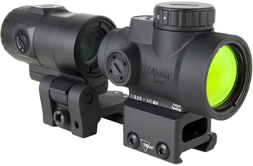 Image of Trijicon MRO SD Patrol 1x25mm Reflex Red Dot Sight, 2.0 MOA Adjustable Red Dot, with Full Co-Witness Quick Release Q-LOC Mount, 3x Magnifier with Quick Release Flip-to-Side Mount, Black, MRO-C-2200368