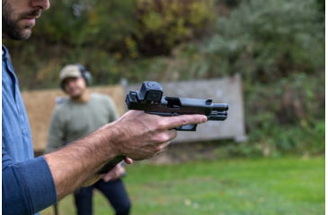 Image of Trijicon Suppressor/Optic Height Sight Set, Yellow Front/Black Rear &amp; Green Lamp, Glock 17, 17L, 19, 22 - 28, 31 - 35, 37 - 39, 45, Black, 601135