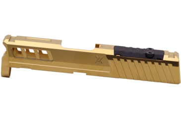 Image of True Precision Axiom Springfield Hellcat 9mm Pistol Slide, RMS Cut &amp; Cover Plate, Gold TiN, TP-SHCS-G-RMS