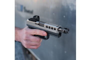 Image of True Precision Axiom Springfield Hellcat 9mm Pistol Slide, RMS Cut &amp; Cover Plate, Stealth Grey, TP-SHCS-A-RMS