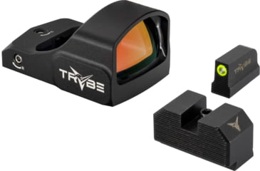 Image of TRYBE Optics 1x24mm Mini Advanced Ruggedized Optic Red Dot Sight &amp; TRYBE Defense Medium Height 1-Dot Tritium Night Sights for Glock