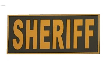 Image of TUFF Products Sheriff PVC Patch - Velcro Sewn, Ranger Green w/Gold Letters, 4.5x2 P-Sheriff 4.5x2 GNGD