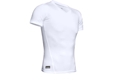 Image of Under Armour Tactical HeatGear Compression V-Neck T-Shirt - Mens, White, 2X-Large, 12160101002X