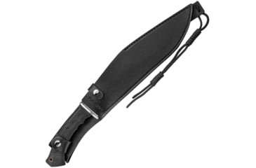 Image of United Cutlery Honshu Boshin Kukri Knife, 19.63in Overall, 13.13in Satin 7Cr17Mov SS Blade, Black Tpr Handle, Inward Curving Gurka Blade Profile, Black Leather Sheath, UC3241