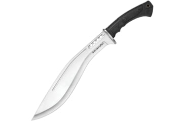 Image of United Cutlery Honshu Boshin Kukri Knife, 19.63in Overall, 13.13in Satin 7Cr17Mov SS Blade, Black Tpr Handle, Inward Curving Gurka Blade Profile, Black Leather Sheath, UC3241