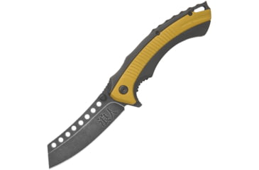 Image of United Cutlery Ronin Bushido Linerlock A/O Folding Knife, 4.75in Closed, 3.25in Black Stonewash SS Blade, Tan Plastic Handle With Black Tpr Insert, Thumb Stud, Pocket Clip, UC3218